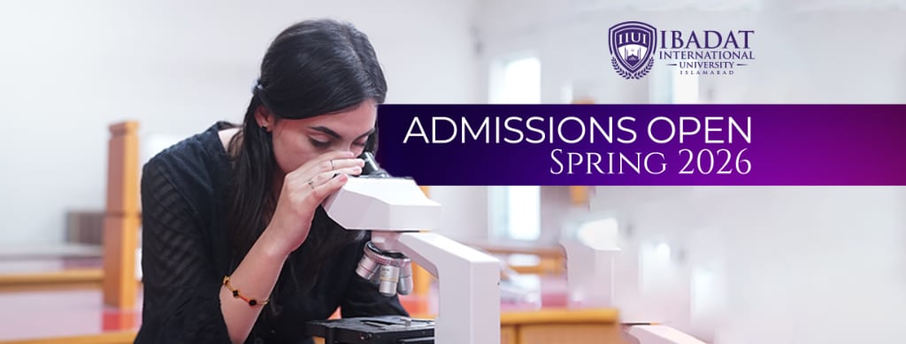 Ibadat International University 'Admissions Open Spring 2026' campaign banner