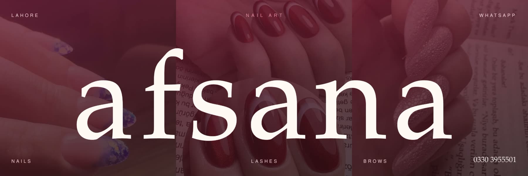 Nail Art by Afsana pinned 1x3 Instagram profile grid banner
