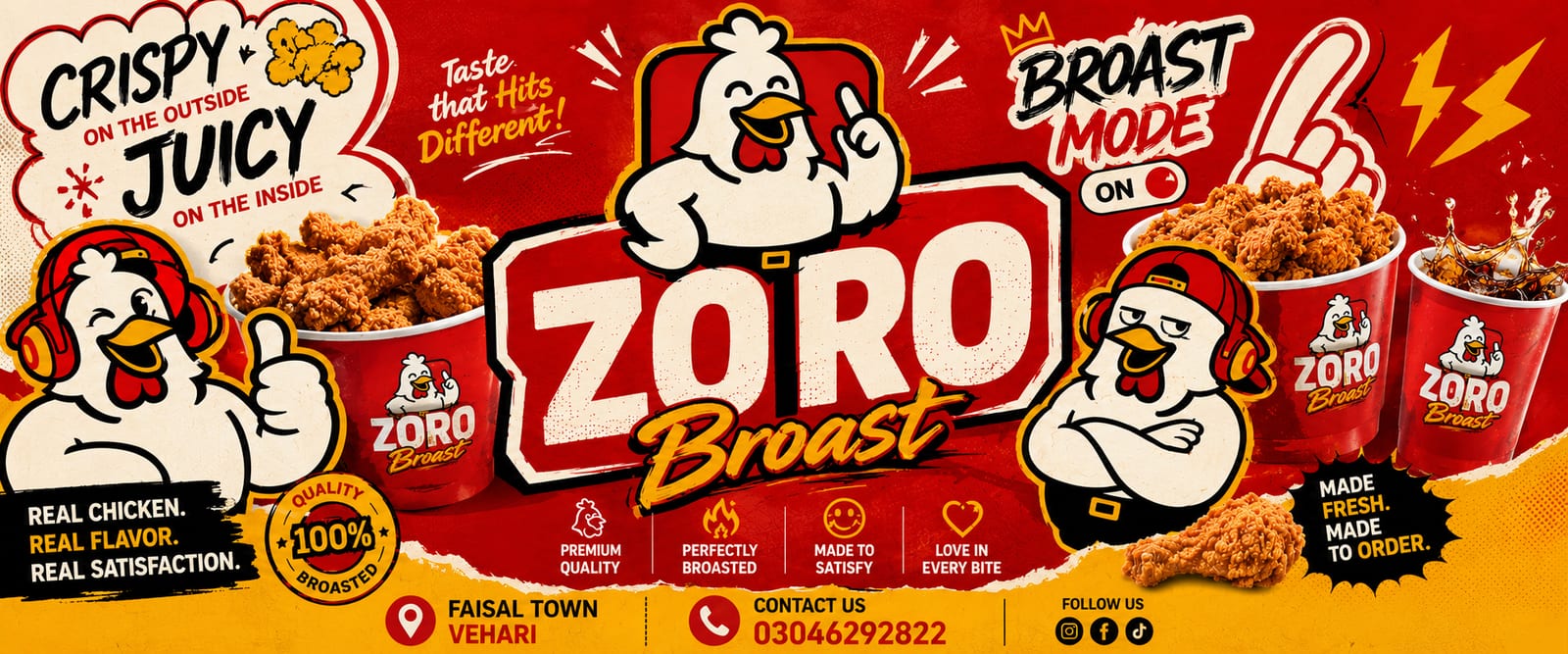 Zoro Broast wide digital banner design